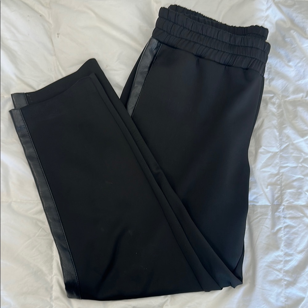 Alice & Olivia Pull On Pants with Faux Leather  Trim